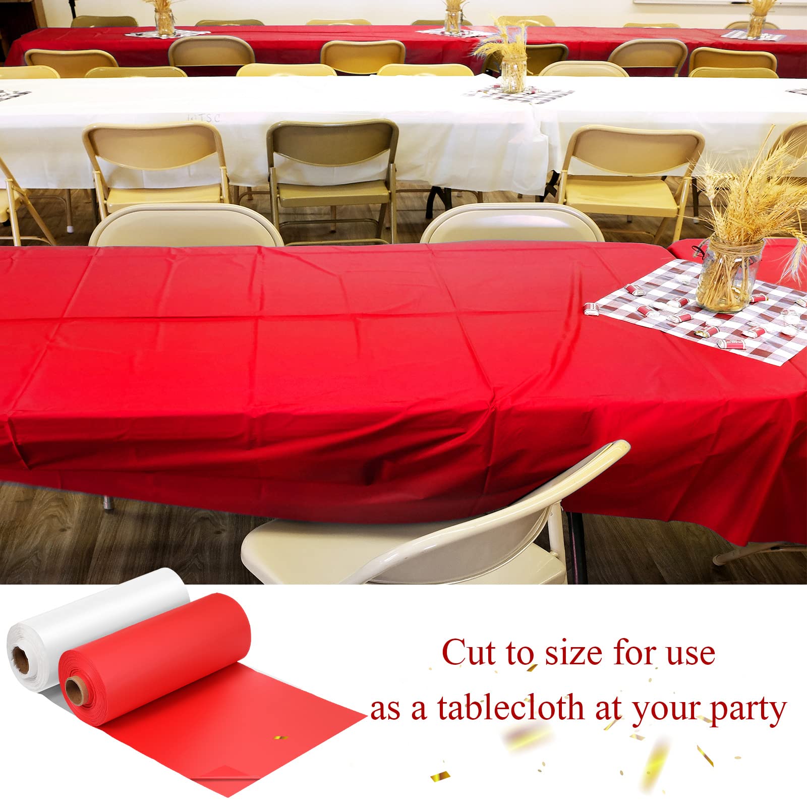Moukeren 40'' x 100'' Circus Tablecloth Roll Carnival Tent Party Table Cover for Birthday Decorations Circus Theme Tablecloth for Backdrop Curtains Ceiling Wall Drapes Supplies(Beige, Red,4 Roll)