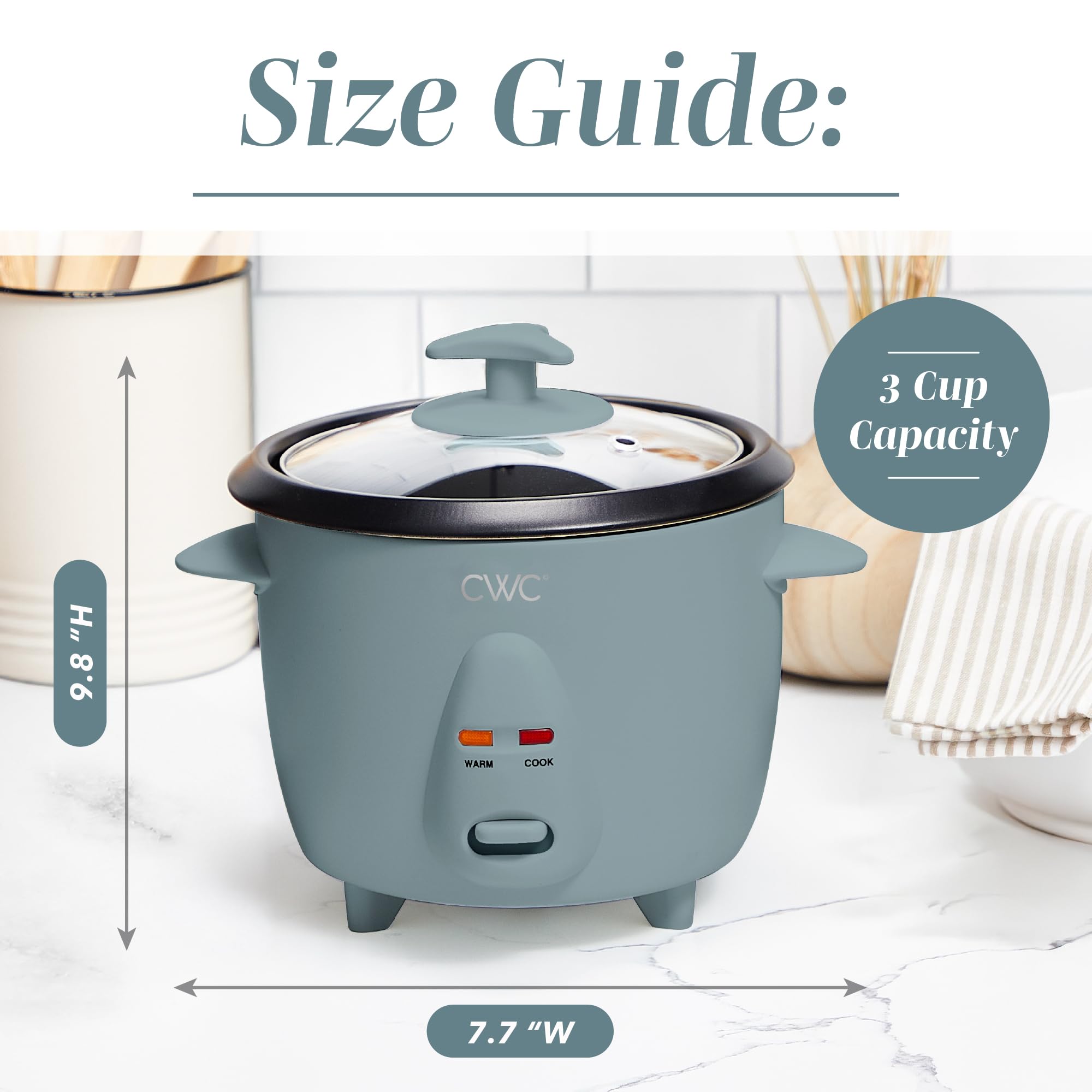 COOK WITH COLOR 6 Cup Rice Cooker 300W - Effortless Cooking and Perfectly, Cooks 3 Cups of Raw Rice for 6 Cups of Cooked Rice, Floral Blue