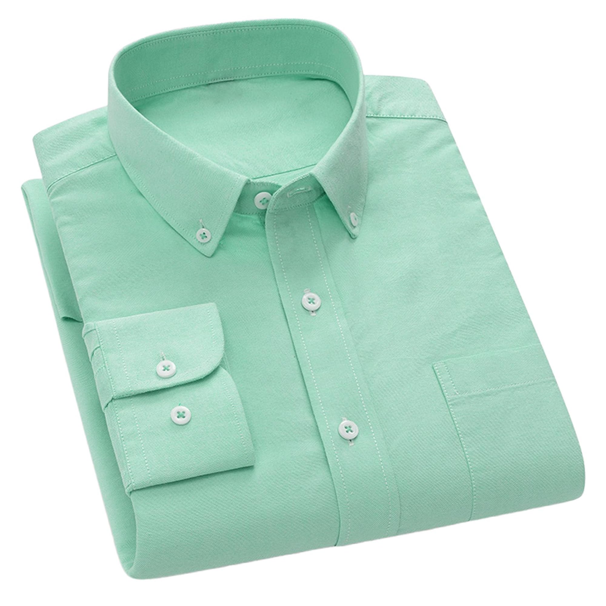 Cromoncent Mens Cotton Oxford Shirt Long Sleeve Button Down Dress Shirts with Pocket