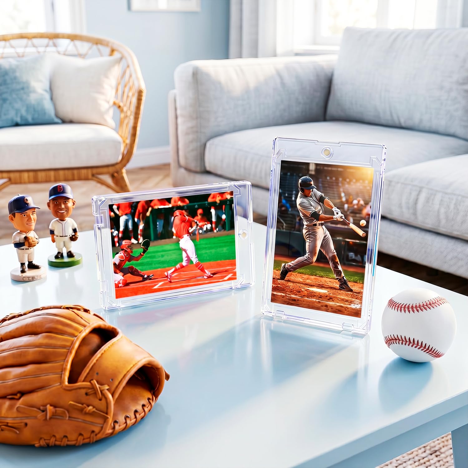 30ct Magnetic Card Holder, 35pt Slim One Touch Card Holder, Hard Plastic Protectors, UV Protection Magnetic Cards Case Fits for Baseball, Football, Game, Sports Collectible Cards, Ultra Slim
