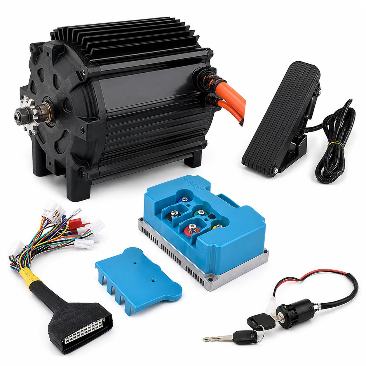 36V Motor Kit 1000W Electric Brushless DC Motor Kit 5.7N.M Go Kart Electric Motor 3100RPM Electric Dirt Bike Motor No Bracket BLDC Motor for Electric Scooter Ebike Controller Ebike Throttle with Key