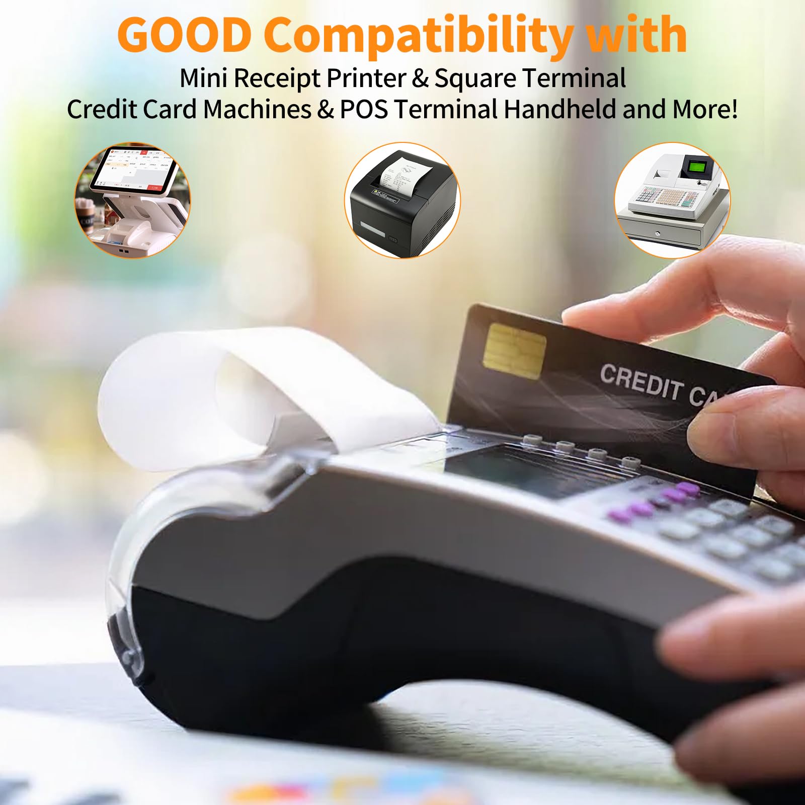 2 1/4'' x 50' Thermal Receipt Paper 50 Rolls, 2.25x50ft Receipt Roll Cash Register Paper - For Credit Card Machine POS Terminal Clover Mini Verifone