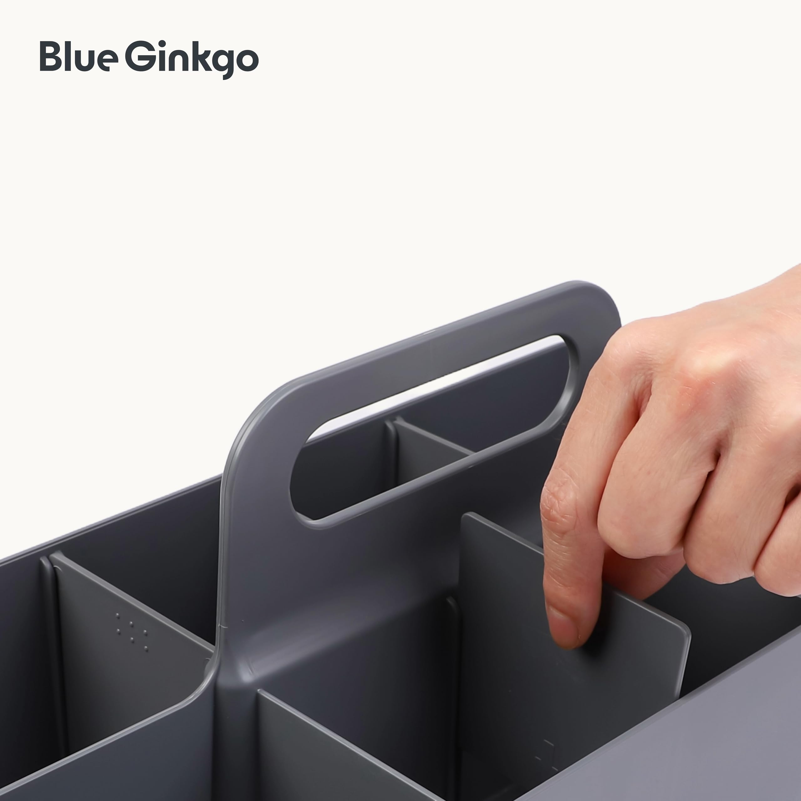 BLUE GINKGO Stackable Organizer Caddy – Korean-Made Portable Tote for Bathroom, Office, Crafts, or School Supplies (Long Rectangle, Blue)