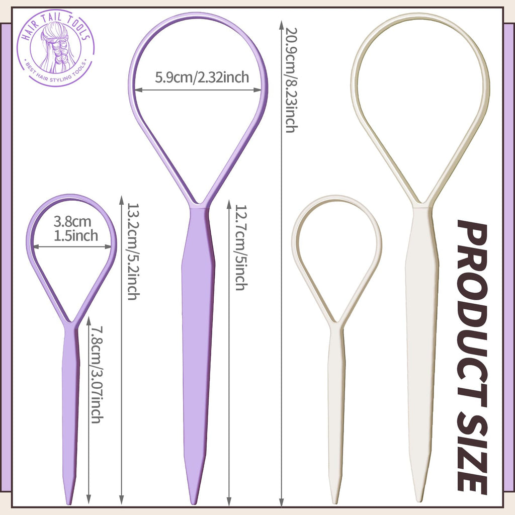 Teenitor 4pcs Pony Hair Tail Tools, 2 Pairs Hair Loop Styling Tool Hair Flipper Pull Through Tool, French Braiding Hair Tool Hair Accessories for Women Girls, Loop Hair Tool, Light Blue/Light Pink