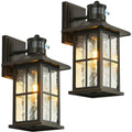 FLEDAVID Motion Sensor Outdoor Wall Light Fixtures Dusk to Dawn Exterior Porch Lantern White Outside Sconce Lighting Rustic Wall Mount Lamp with Water Ripple Glass for House Garage Patio Entryway