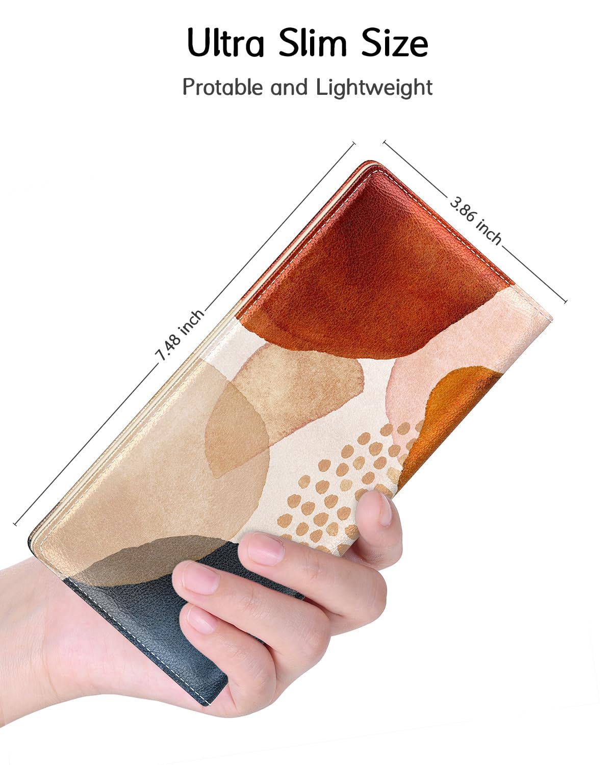 Nipichsha Womens Wallet, RFID Slim Wallets for Women, Thin Ladies Credit Card Holder Purse, Cute Leather Bifold Clutch Billfold with 11 Card Slots & ID Window, Abstract Boho Leaf