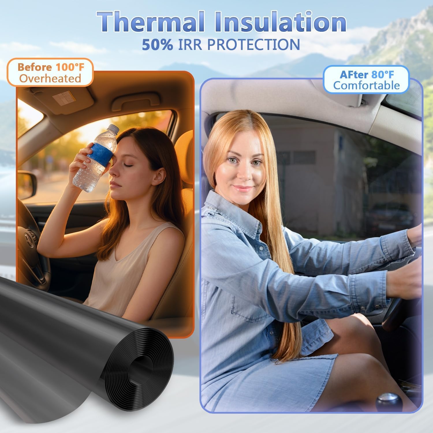 Window Tint Film for Cars 5% VLT 20in x 10Ft Ceramic Window Tints, Blocks 99% UV & IR Rays, Heat Resistant Anti Glare Film for Windshield, Scratch Resistant Sun Shade Auto Tint Roll
