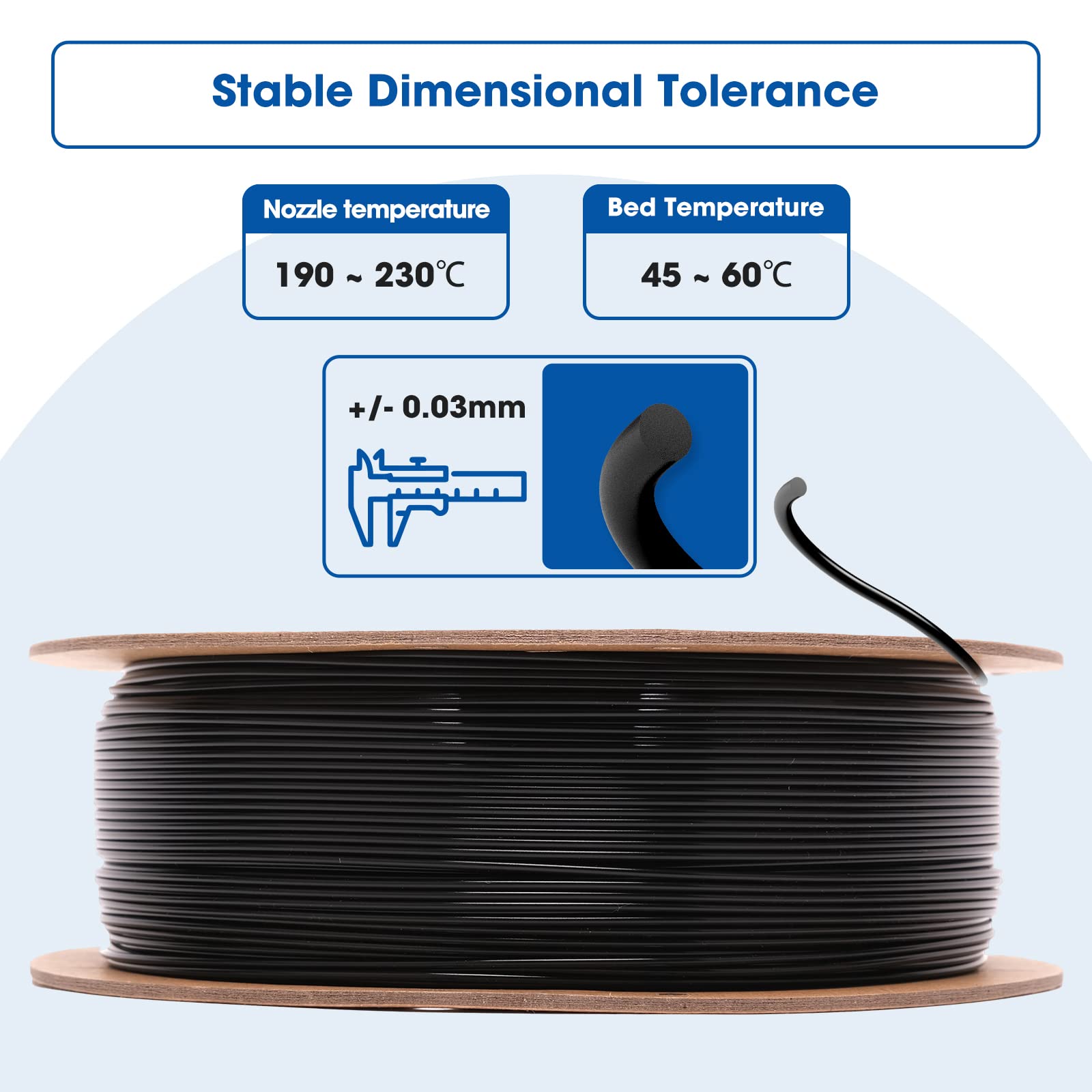 3DHoJor PLA Filament 1.75mm,3D Printing Filament,1kg*2 Cardboard Spool, Fit Most FDM 3D Printer,Dimensional Accuracy +/- 0.03 mm,Vacuum Packaging-2Pack Black