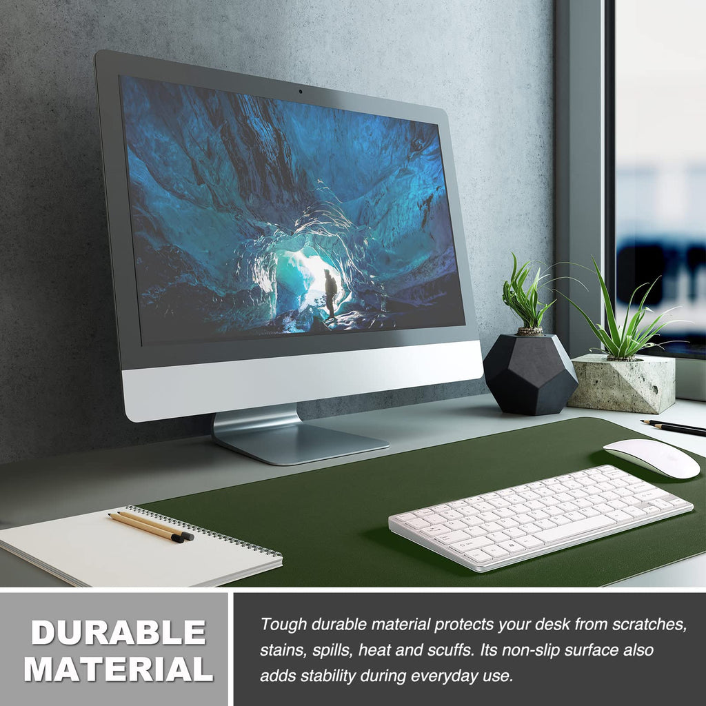 K KNODEL Small Office Leather Desk Mat, Mouse and Keyboard Pad, Computer and Laptop Mat, Desktop Protector and Cover, Writing Pad and Blotter (23.6"x13.8", Black)