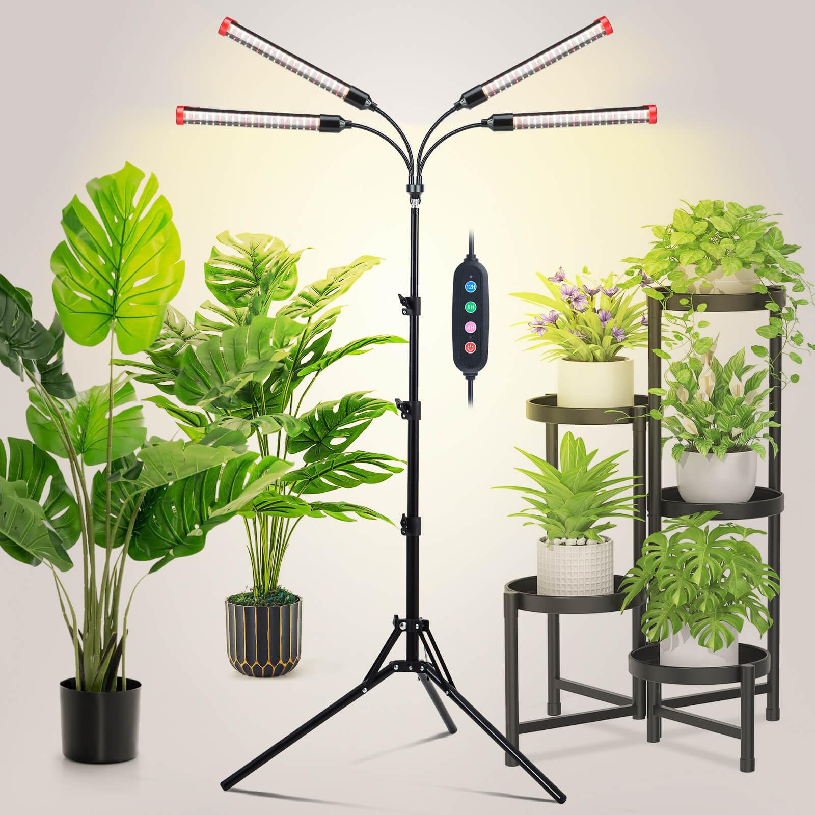 2Pack Small Clip Grow Lights for Indoor Plants, Bonsai, Mini Full Spectrum Pot Plant Grow Light, 4/8/12/16/20H Timer, 9 Watt Power Draw, NO Need Adapter