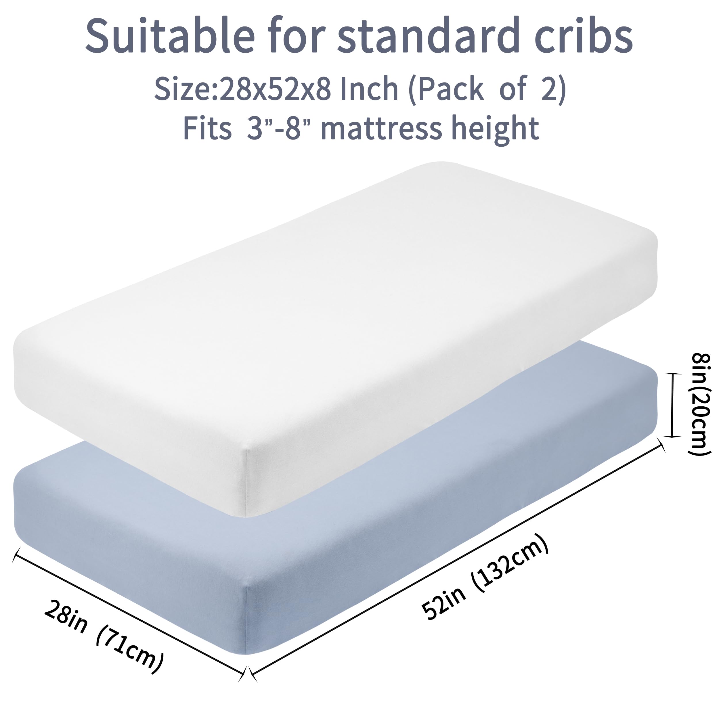 GUNTAIL Baby Crib Sheets for Boys Girls, 2 Pack Fitted Crib Sheet for Standard Crib and Toddler Mattress, Soft Microfiber Baby Sheet 52x28x8in (Brown & Green)