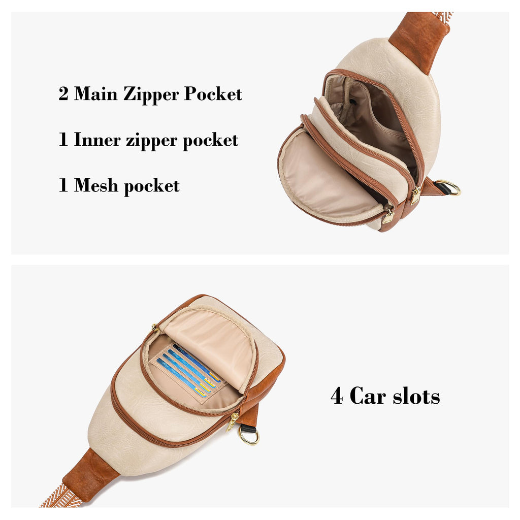 INICAT Small Crossbody Sling Bags Faux Leather Fanny Packs Purses for Women Everyday & Travel