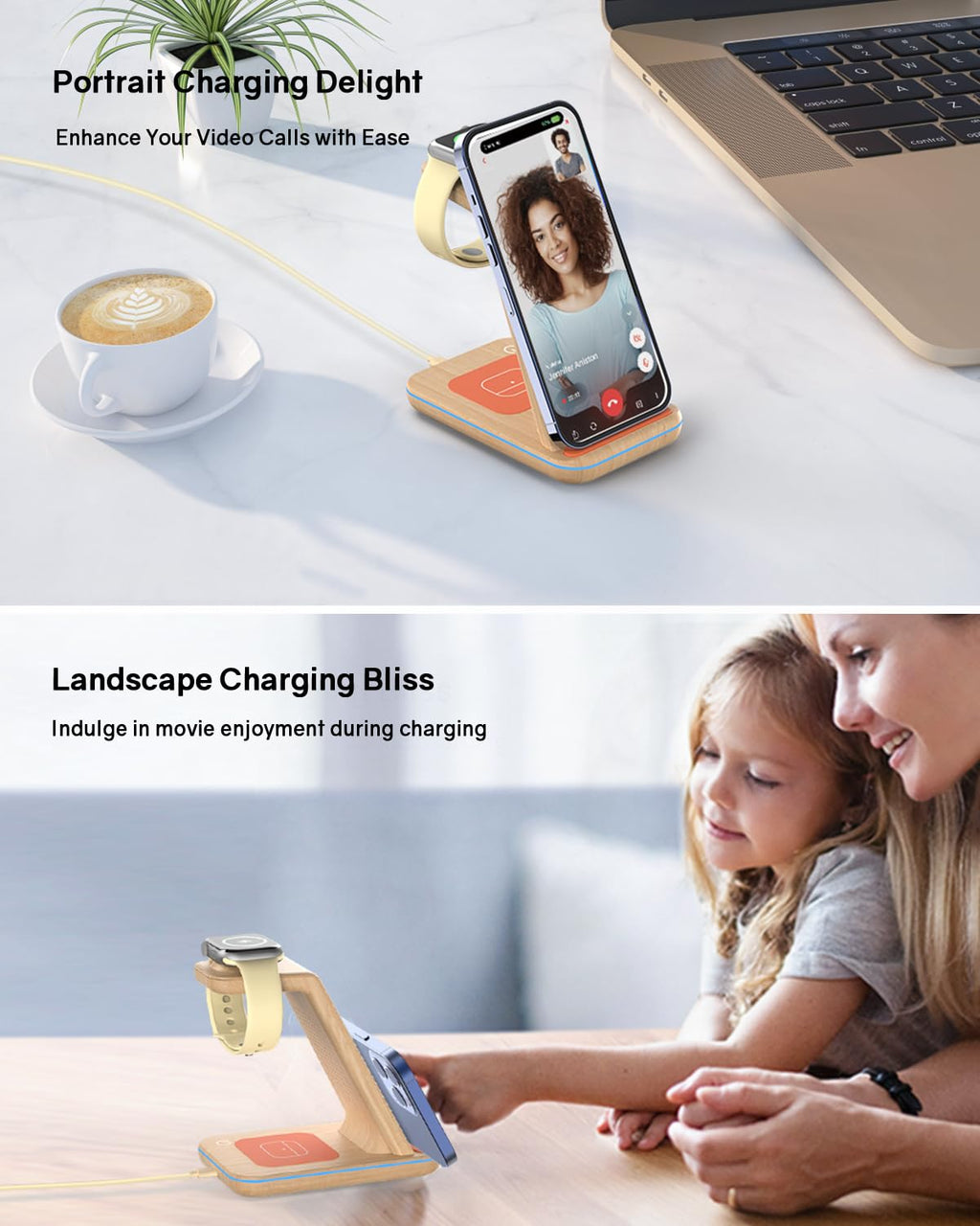 GEEKERA 3 in 1 Wireless Charging Station, Foldable Wireless Charger Stand for Multiple Apple Devices for iPhone 17 16-8, Apple Watch Ultra//11/10/9/SE/8/7/6/5, AirPods Pro/4/3/2