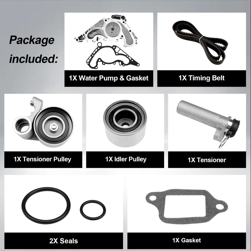 Engine Timing Belt Kit with Water Pump | Compatible With 1987-2001 Toyota Camry Celica RAV4 MR2 Solara 2.0L 2.2L 3SFE 5SFE L4 DOHC 16V | Replaces# TBK138, TCKWP199