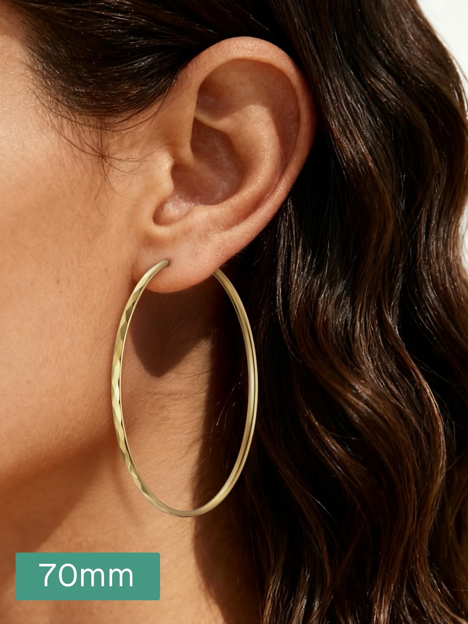 ChicSilver 925 Sterling Silver Hoop Earrings for Women Hypoallergenic, Lightweight Large Gold Plated Silver Hoop Earrings, Endless Hoops Earring 20/30/40/50/60/70MM