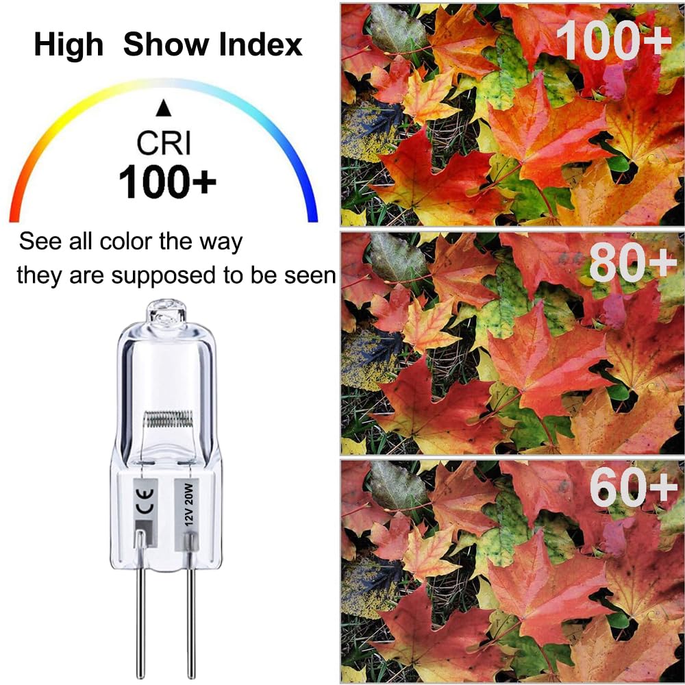 G4 Halogen Bulb, 10 Pack 12V 10W Bi-pin Base, High Output 150LM 3000Hrs Long Lifetime, Dimmable, CRI100 & 2800K Warm White, for Cabinet Light Bulbs