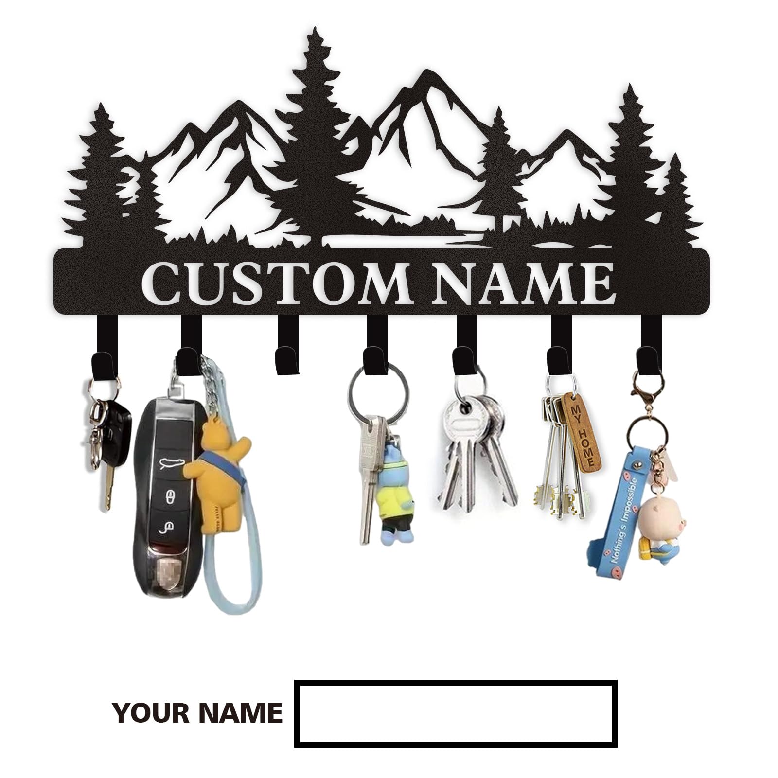 Dyoart Personalized Couple's Name Key Rack, Wall Mounted Metal Key Holder for Housewarming Gifts,ignent Bedding