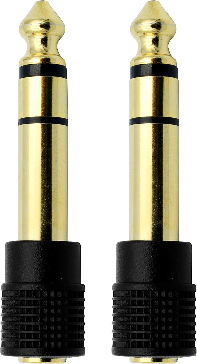 Chadou Audio Adapter 6.35mm (1/4 inch) Male to 3.5mm (1/8 inch) Female Stereo Headphone Connector Gold Plated, 2 Pack