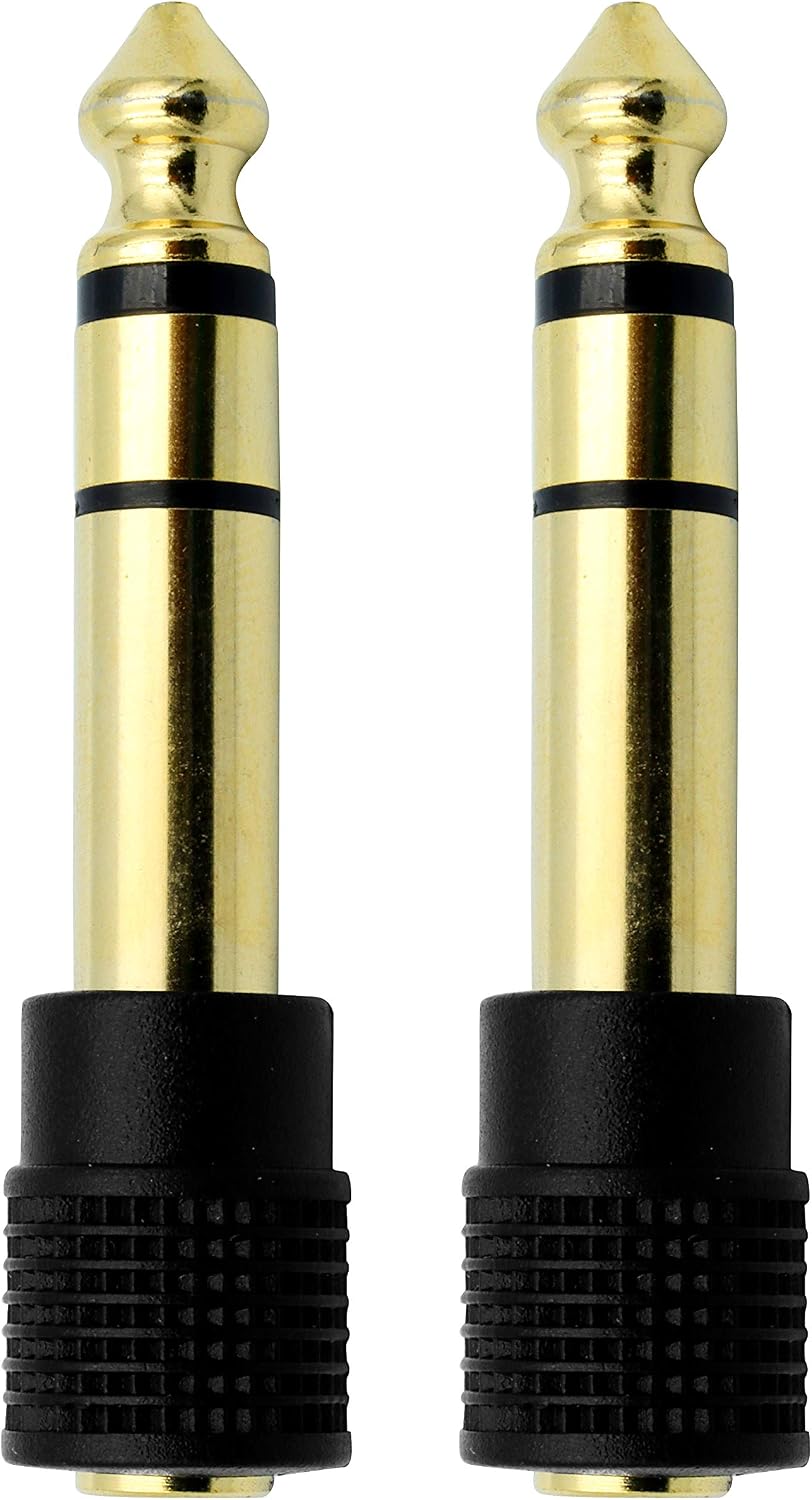 Chadou Audio Adapter 6.35mm (1/4 inch) Male to 3.5mm (1/8 inch) Female Stereo Headphone Connector Gold Plated, 2 Pack
