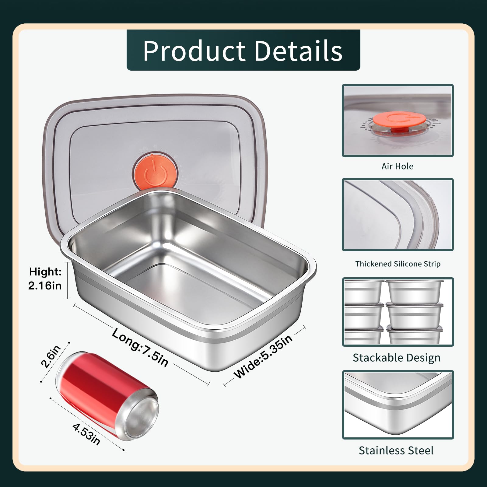 GIUOIDUO 10 Pack Stainless Steel Food Storage Containers with Leak-Proof Lids, 37oz Reusable Metal Meal Prep Lunch Boxes, Stackable, Dishwasher Safe for Snacks, Fruits & On-the-Go Meals, BPA-Free
