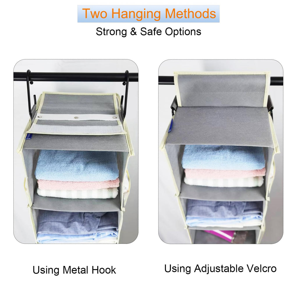 Large-Sized Hanging Shoe Organizer 8-Shelf, Hanging Closet Organizer with 8 Side Pockets, Wider Hanging Shelves for Storage Shoes Clothes 9" W × 11.8" D× 48" H, Beige.