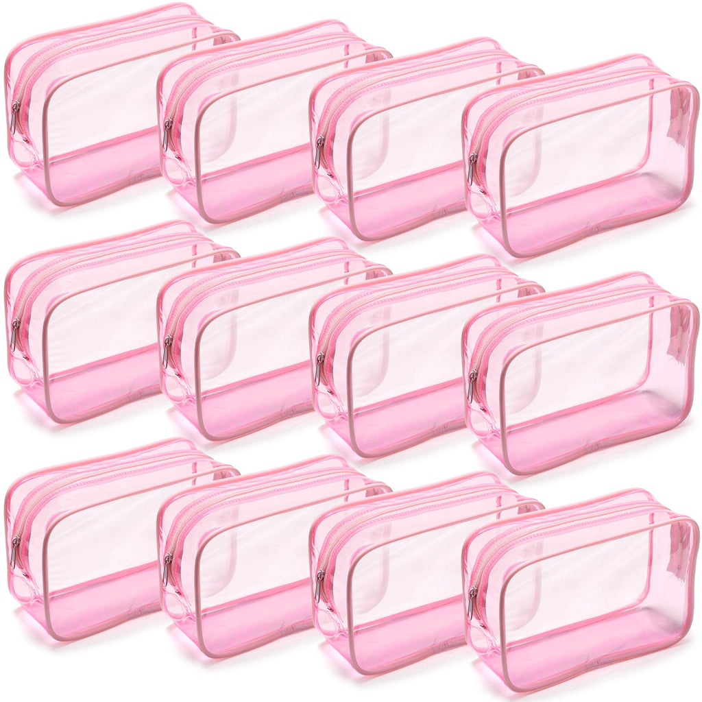 Weewooday 12 Pieces Clear Makeup Bags Cosmetic Storage Bags PVC Zipper Pouches Travel Waterproof Makeup Plastic Case for Women Organizing Toiletries Traveling Bathroom(Medium,Black)