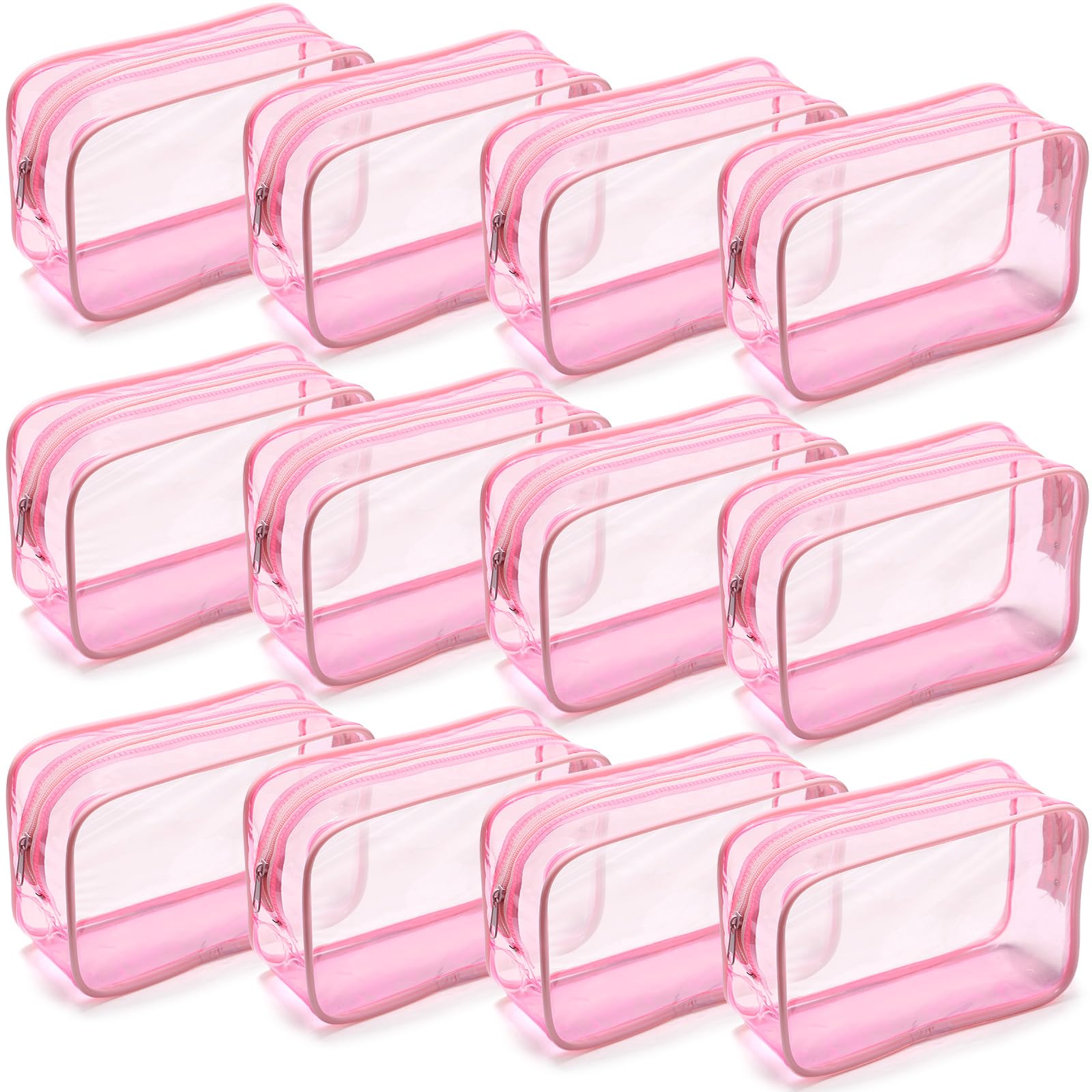 Weewooday 12 Pieces Clear Makeup Bags Cosmetic Storage Bags PVC Zipper Pouches Travel Waterproof Makeup Plastic Case for Women Organizing Toiletries Traveling Bathroom(Medium,Black)