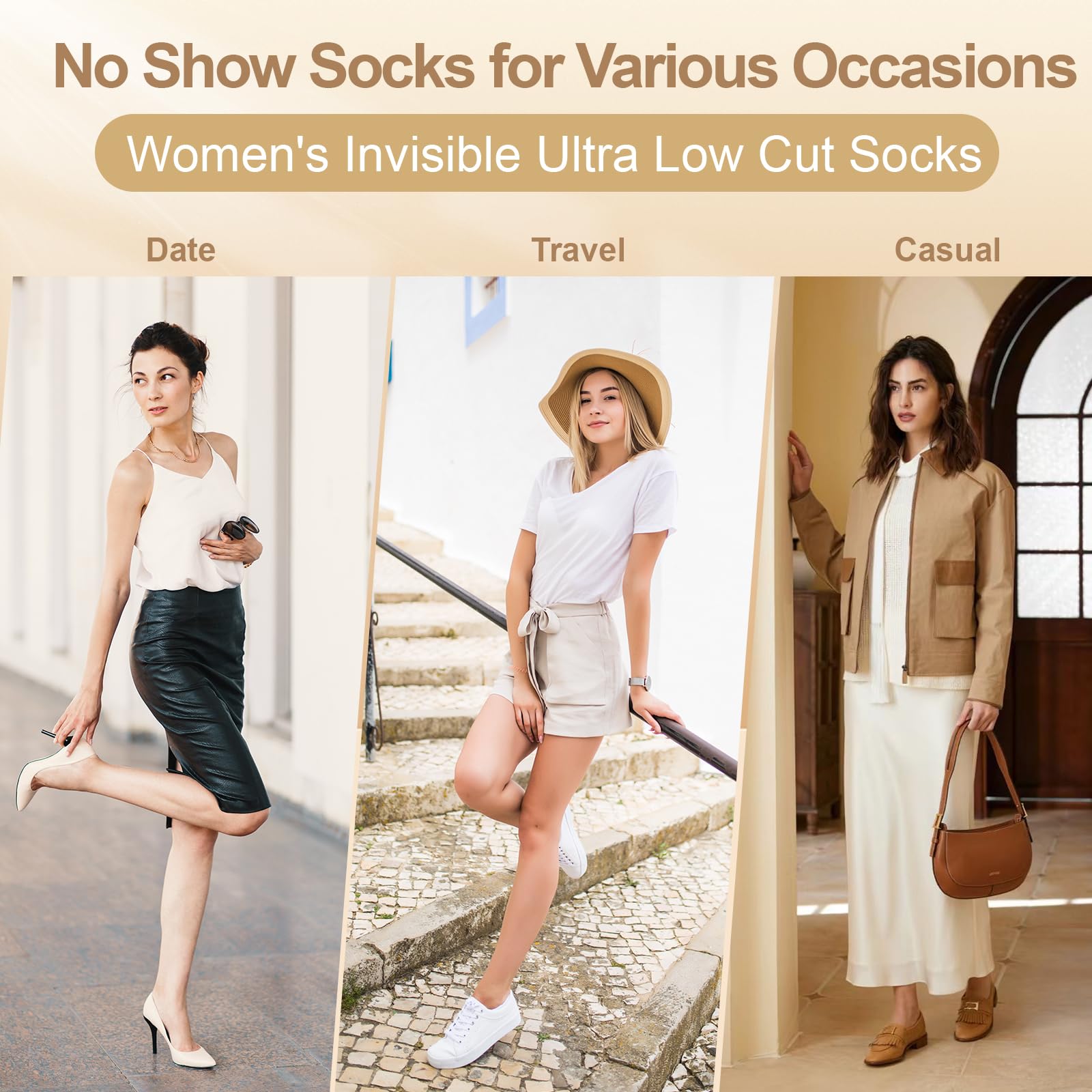 6 Pairs No Show Socks Womens Ultra Low Cut Nylon Thin Socks for Flat Invisible Non Slip Liner Footies