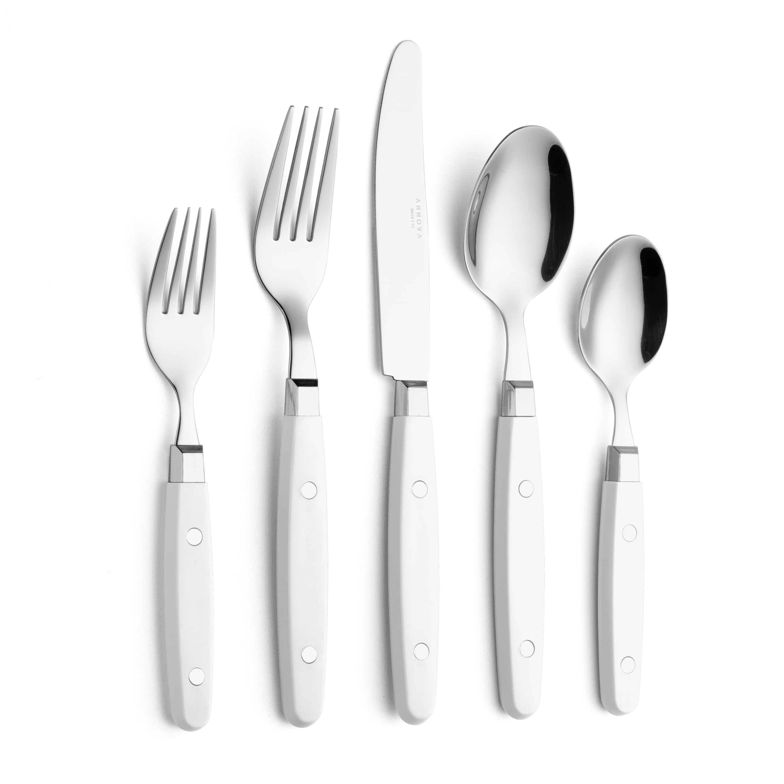 ANNOVA Silverware Set, Retro/Rivet Colorful Stainless Steel Tableware Kitchen Flatware Set Utensils, Includes Dinner Knives, Forks, Spoons, Salad Forks & Dessert Spoons (Brown, 20 Pieces)