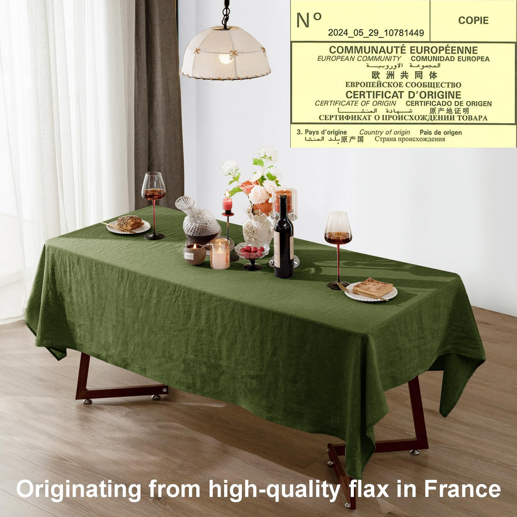 Talasily Linen Tablecloth 100% Pure Linen Table Cloth 60x84 Inches Rectangle Tablecloths Washable Cloths for Kitchen, Dining, Buffet Parties, Holidays, Picnic, Weddings and Restaurants-Caramel