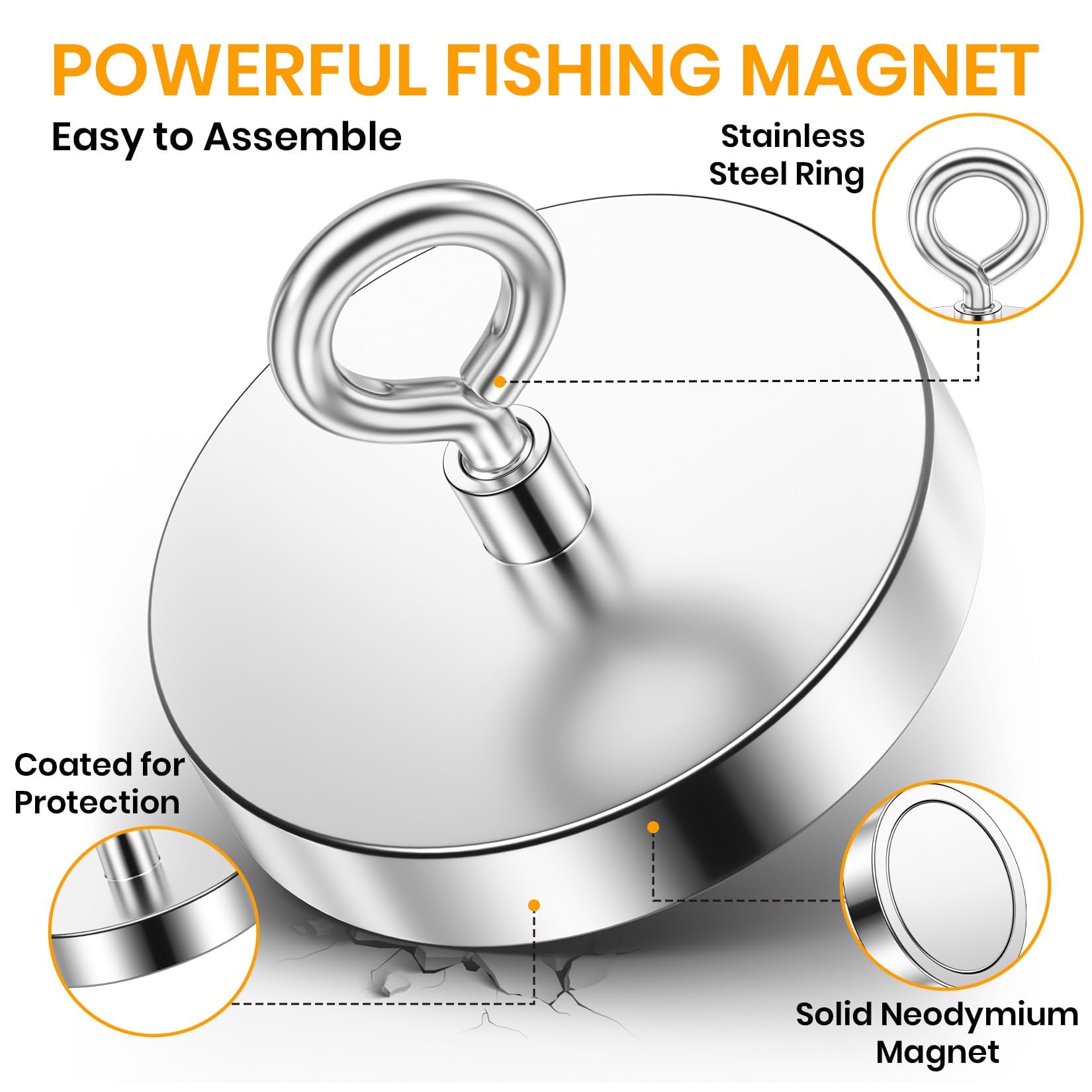 VNDUEEY Magnets with Holes, Strong Rare Earth Magnets, 8 Pack 40LBS Neodymium Cup Magnet with Stainless Screws for Wall Mounting, Round Base Disc Magnet for Kitchen, Office, Workplace, DIY Craft