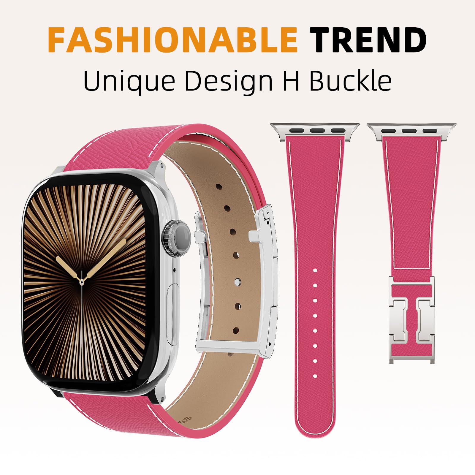 Designer Leather Band Compatible with Apple Watch 49mm46mm45mm44mm42mm41mm 40mm38mm for Women,Magnetic Buckle Replacement Strap for iWatch Ultra 3/2 /1 SE 3/2/1 Series 11/10/9/8/7/6/5/4/3/2/1