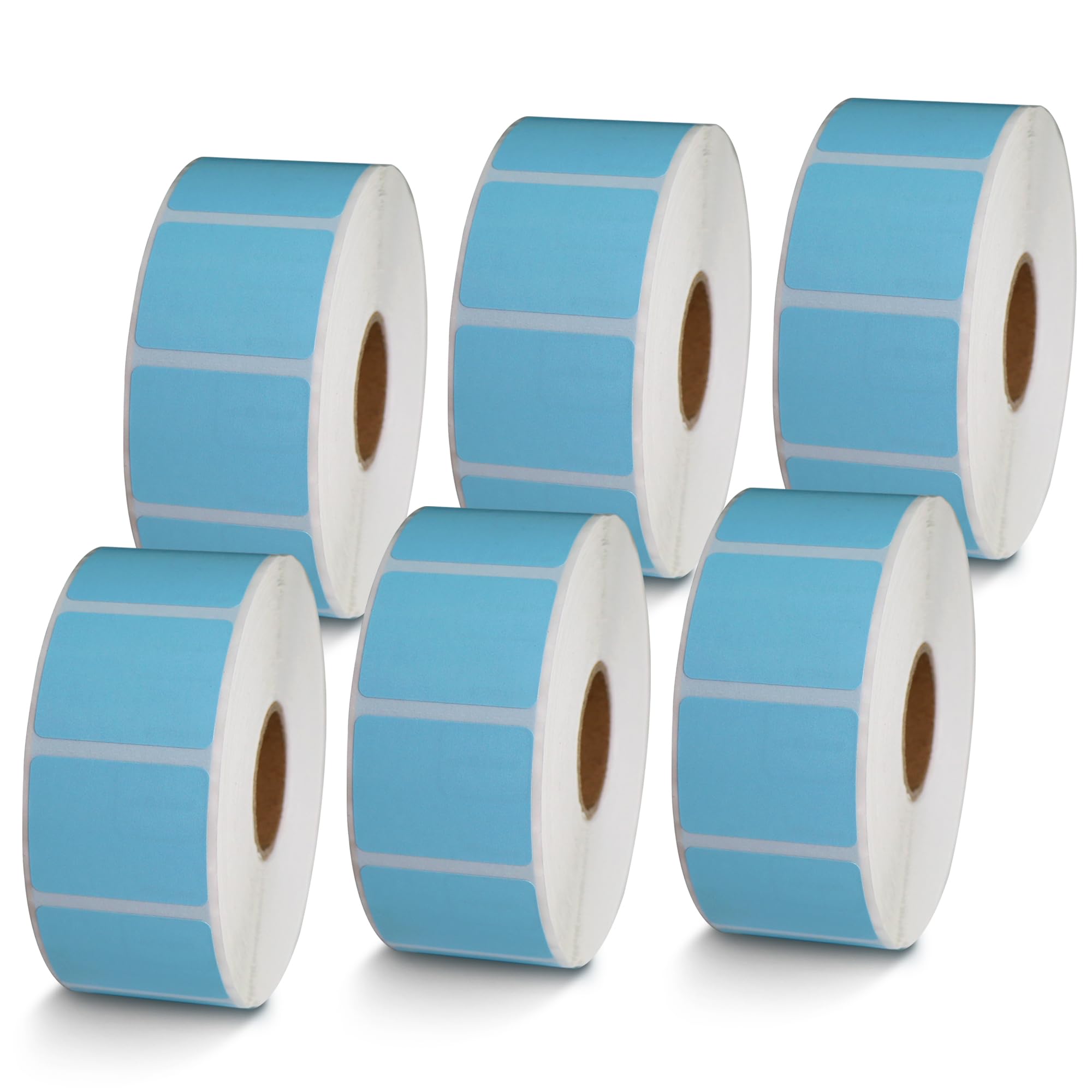 BETCKEY - 1" x 0.5" Small Labels Compatible with Zebra & Rollo Label Printer, Premium Adhesive & Perforated[Light Blue, 6 Rolls, 14580 Labels]