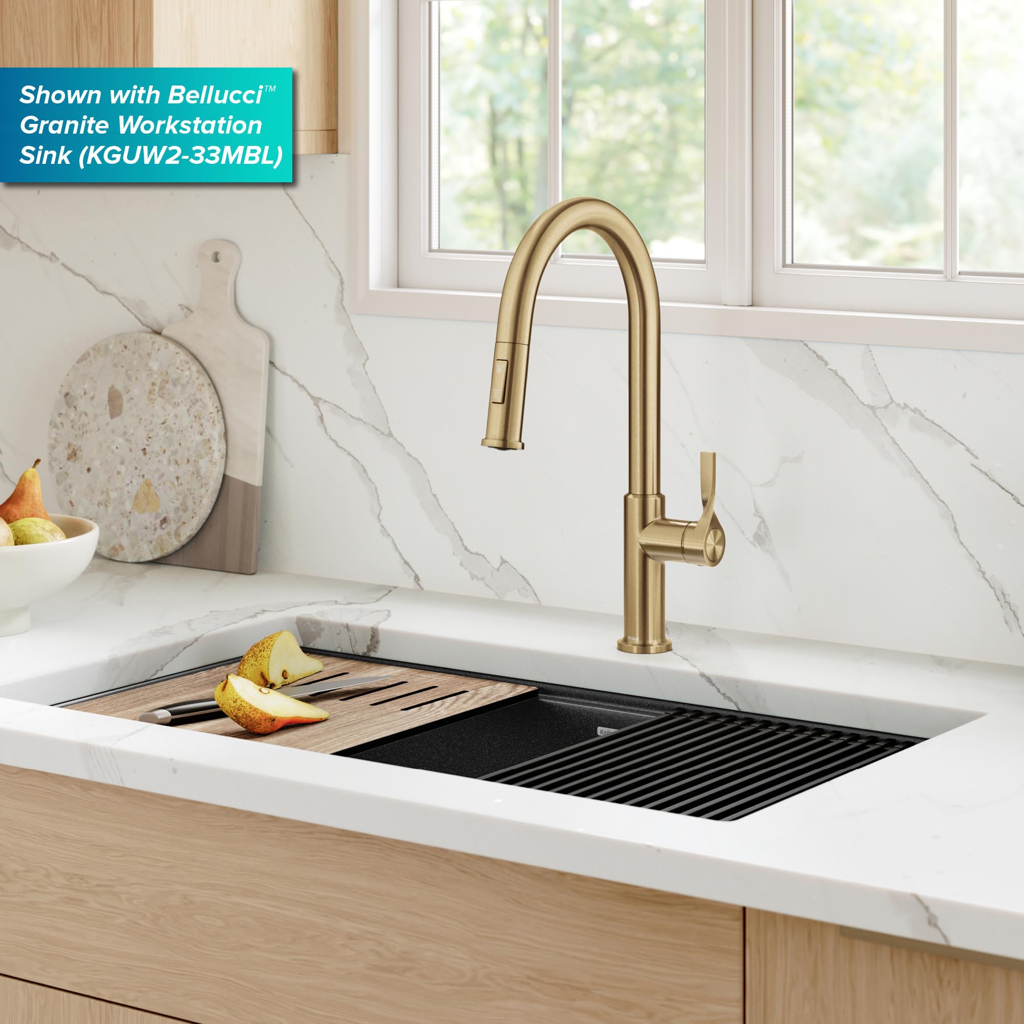 KRAUS Torak Pull Down Kitchen Faucet in Matte Black with Commercial Style Spring Spout, 2 Function Sprayer, Pre-Attached Water Lines, and Mounting Hardware, KPF-2635MB