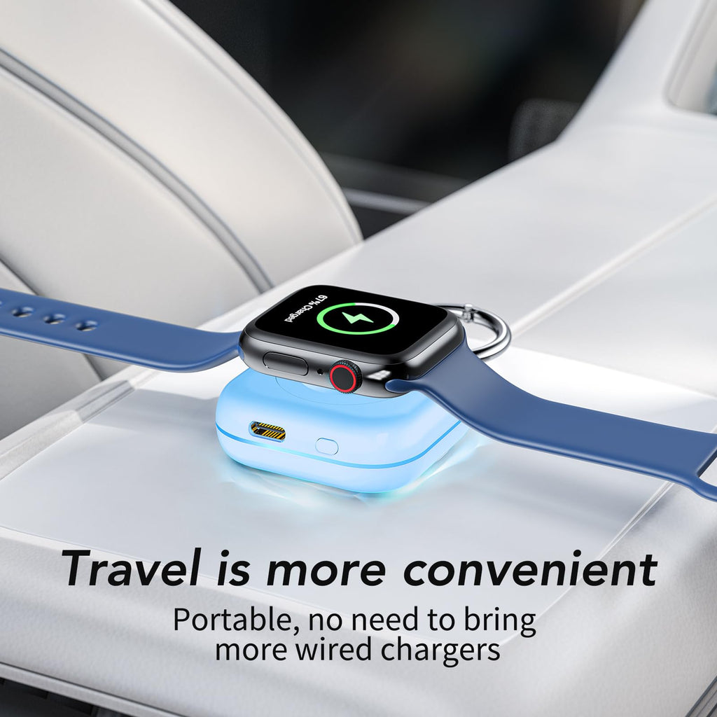 HUOTO Portable Charger for Apple Watch,Wireless Magnetic iWatch Charger 1200mAh Power Bank Travel Keychain Accessories Smart Chargers for Apple Watch Series 11/10/9/8/7/6/SE/5/4/3/2/1/UItra/UItra 2