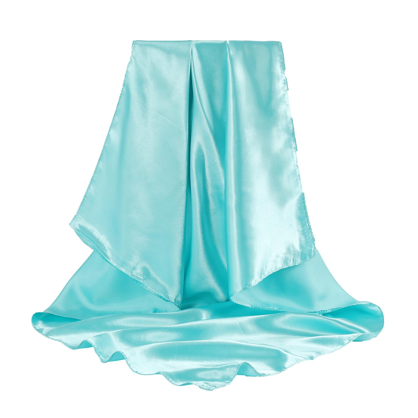 AWAYTR 35” Large Satin Square Head Scarf - 2Pcs Silk Like Floral Head Scarves Square Satin Hair Scarf Bandanas for Women