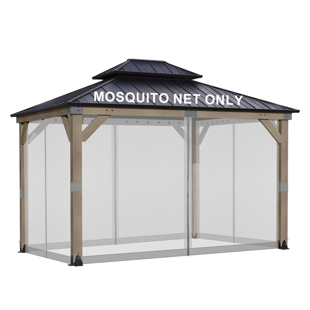 BPS 10' x 10' Gazebo Universal Mosquito Netting Screen Replacement, 4-Panel Mesh Screen Walls with Double Zippers for Outdoor Patio, Khaki (Mosquito Net Only)