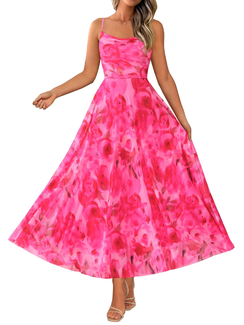 BTFBM Women Summer Floral Maxi Dresses Elegant Spaghetti Strap Dress Printed Party Dress Beach Long Dresses