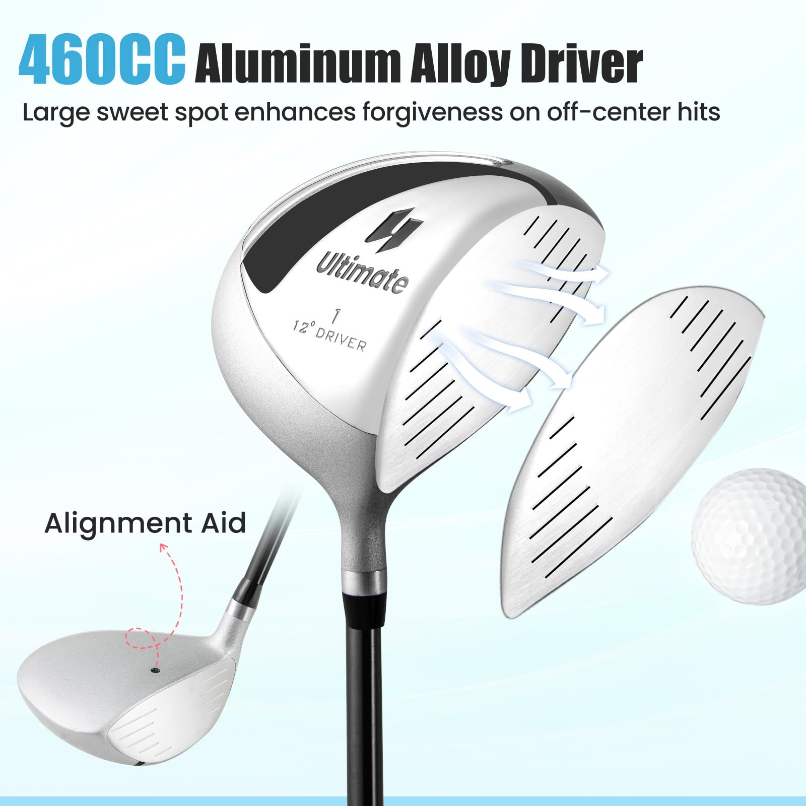 Tangkula 9/10/12 Pieces Women's Complete Golf Clubs Set, Golf Club Package Set with 460CC Driver, Fairway Wood & Hybrid, Irons, Putter, Portable Regular Golf Club Set