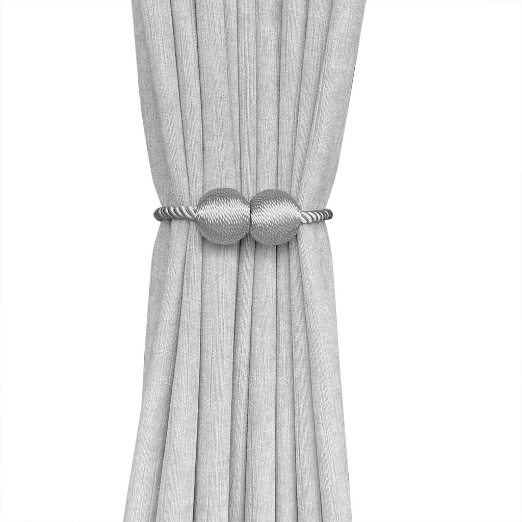 Melaluxe 2 Pack Magnetic Curtain Tiebacks, Decorative Curtain Holdbacks for Window Décor (Beige)