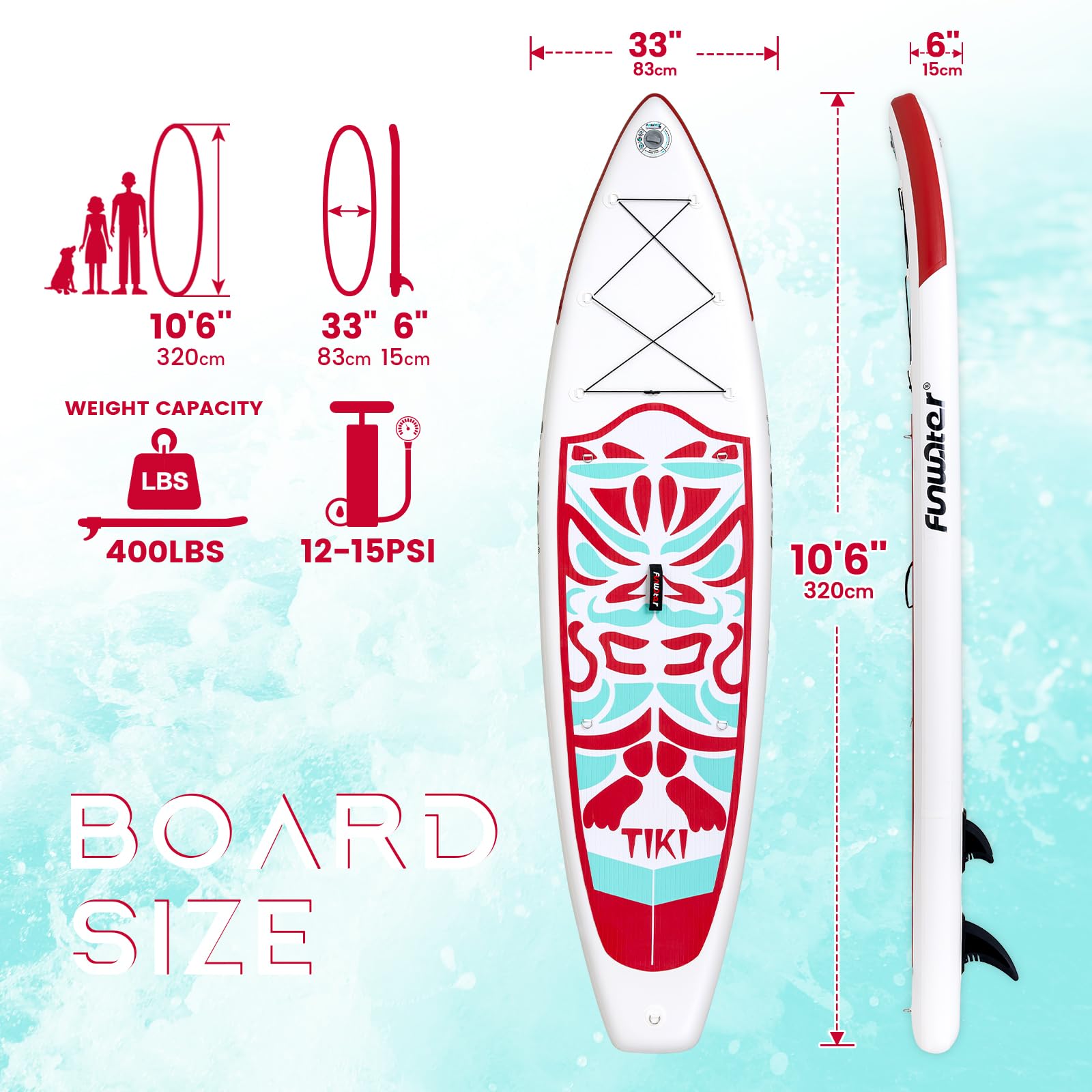 FunWater Inflatable Ultra-Light Stand Up Paddle Board for All Skill Levels with Premium SUP Paddleboard Accessories,Non-Slip Comfort Deck for Youth & Adults