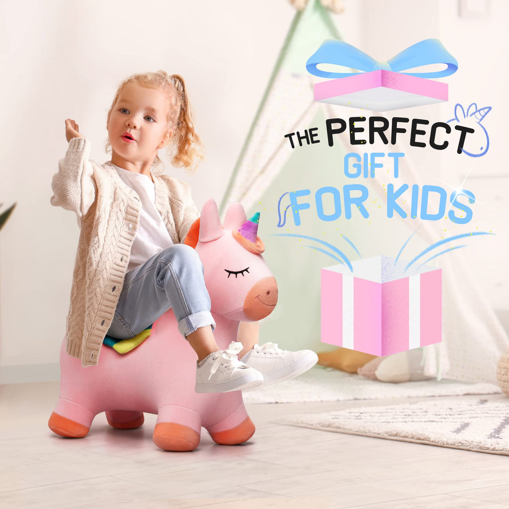 Kids Dinosaur Bouncy Animal Toys, Inflatable Triceratops Bouncer, Ride on Bounce Hopper, Indoor Outdoor Activity Birthday Gift for 18 Months 2 3 4 Years Old Boys