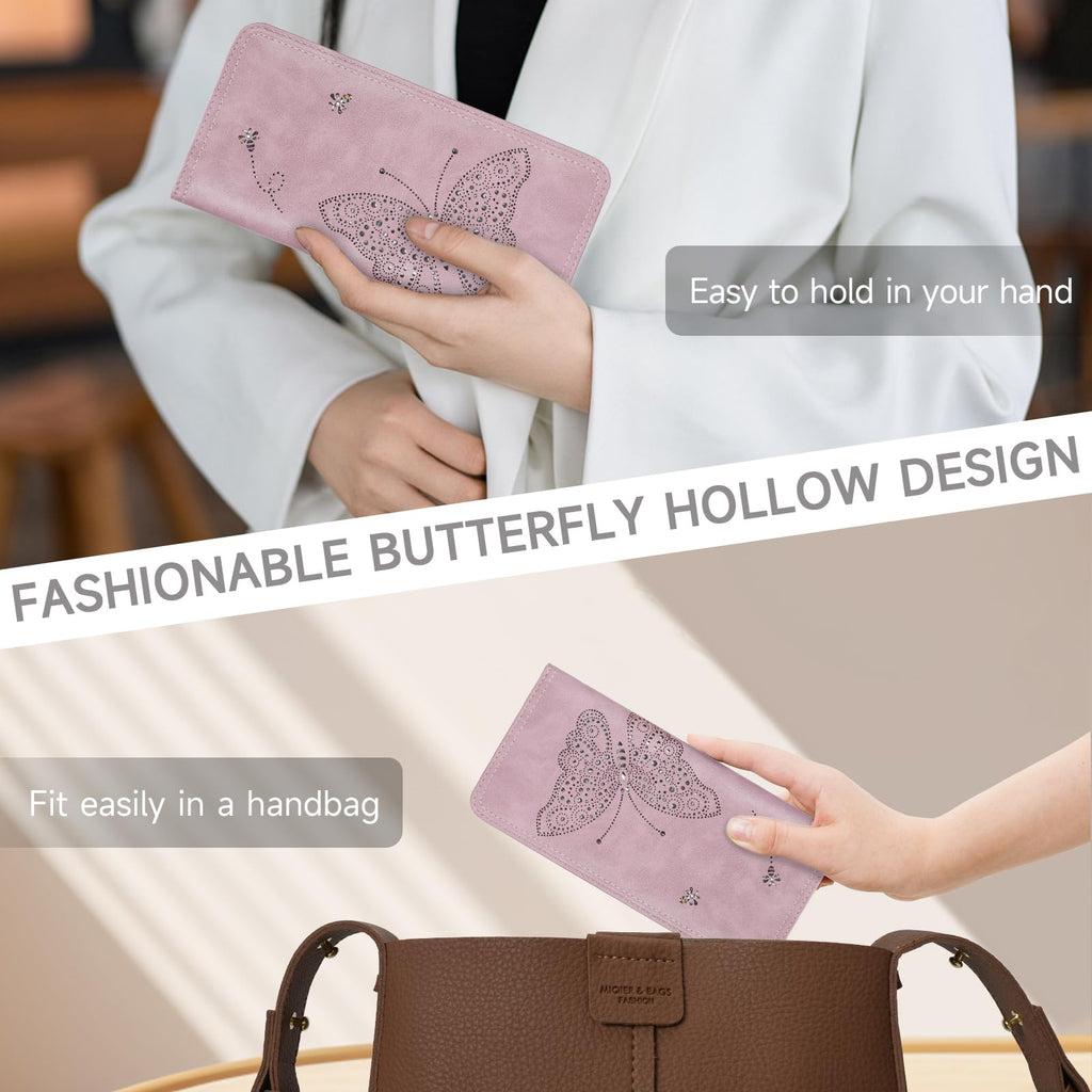 KITEVIUN RFID Wallet Women Ultra Slim Thin Womens Wallet Compact Clutch Long Ladies Wallet for Women WHITE