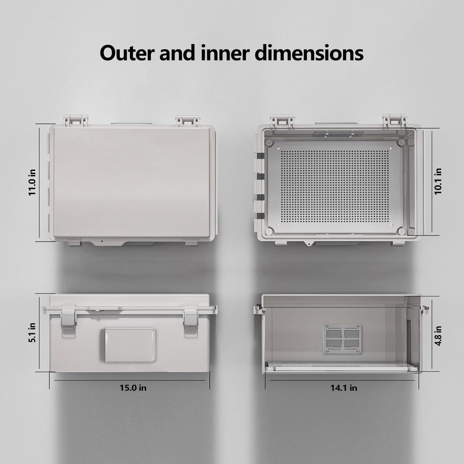 ABS Electrical Junction Box, Ventilated Design, Cable Grommets, IP65 Waterproof Enclosure, Indoor/Outdoor Use with Mounting Panel. (Clear Cover, 8.7"x6.7"x4.3")