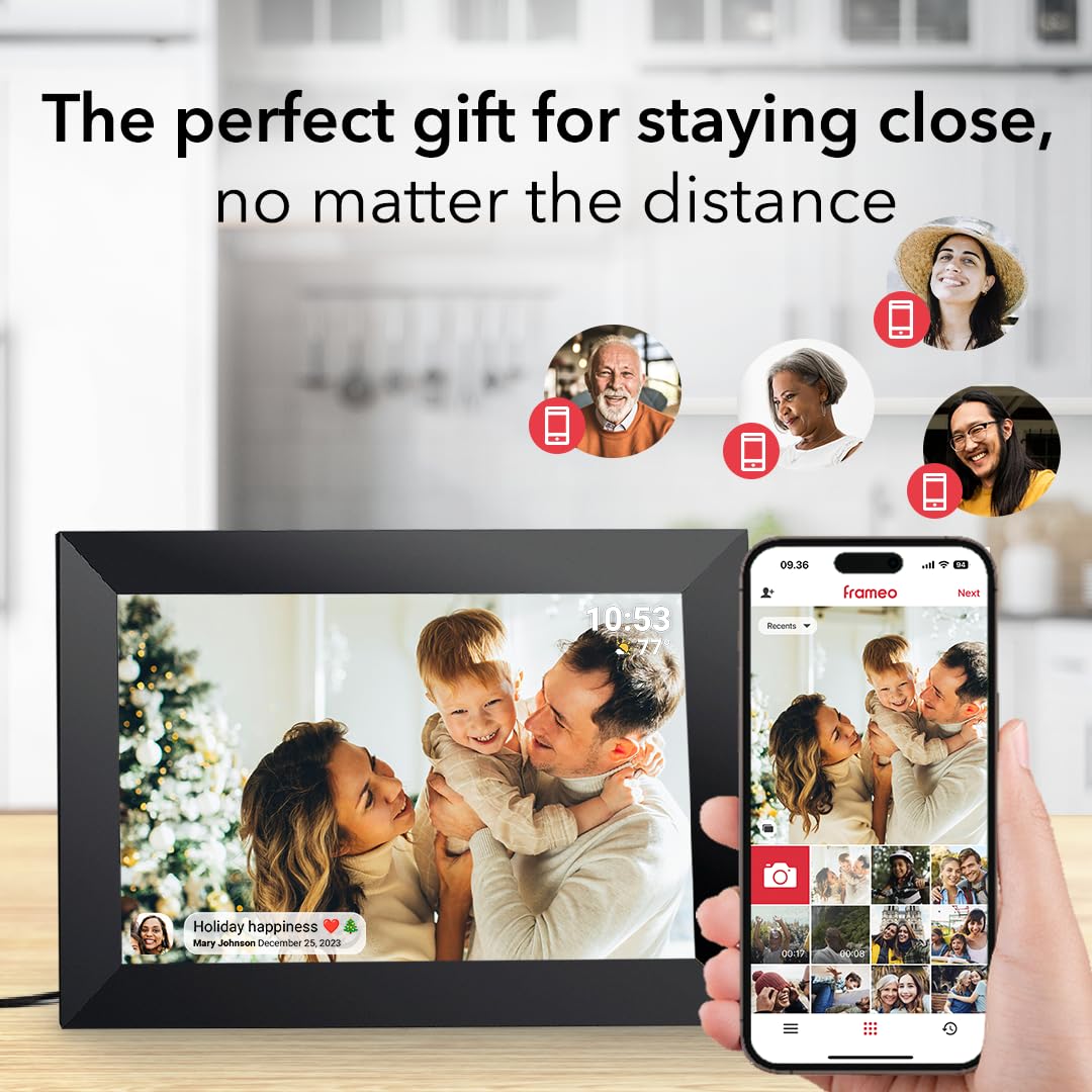 32GB FRAMEO 10.1 Inch Smart WiFi Digital Photo Frame | 1280x800 HD IPS Touchscreen , 32GB Large Storage, Auto Rotate,Share Moments Instantly via Frameo App from Anywhere