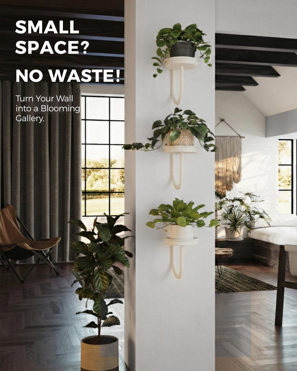 Bamworld Hanging Planters for Indoor Plants Wall Plant Holder Plant Hanger Indoor Wall Planters Window Plant Shelves Hanging Plant Holder Window Plant Hanger Plant Decor Black 3pcs