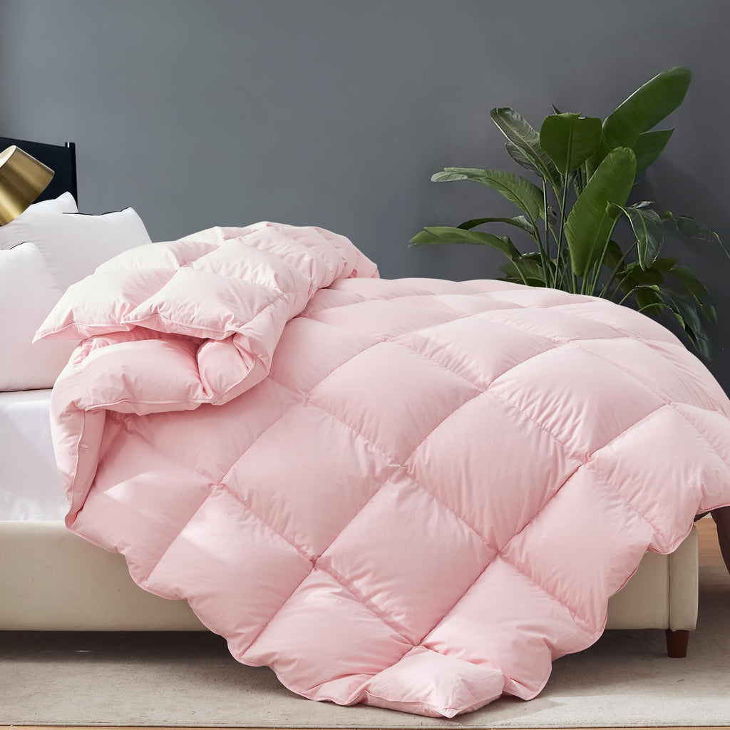 Cosybay Queen Size Feather Down Fiber Comforter Ultra Fluffy Duvet Insert, All Season Cotton Cover Luxury Hotel Bed Comforter with Corner Tabs, Blue, 90x90 Inch