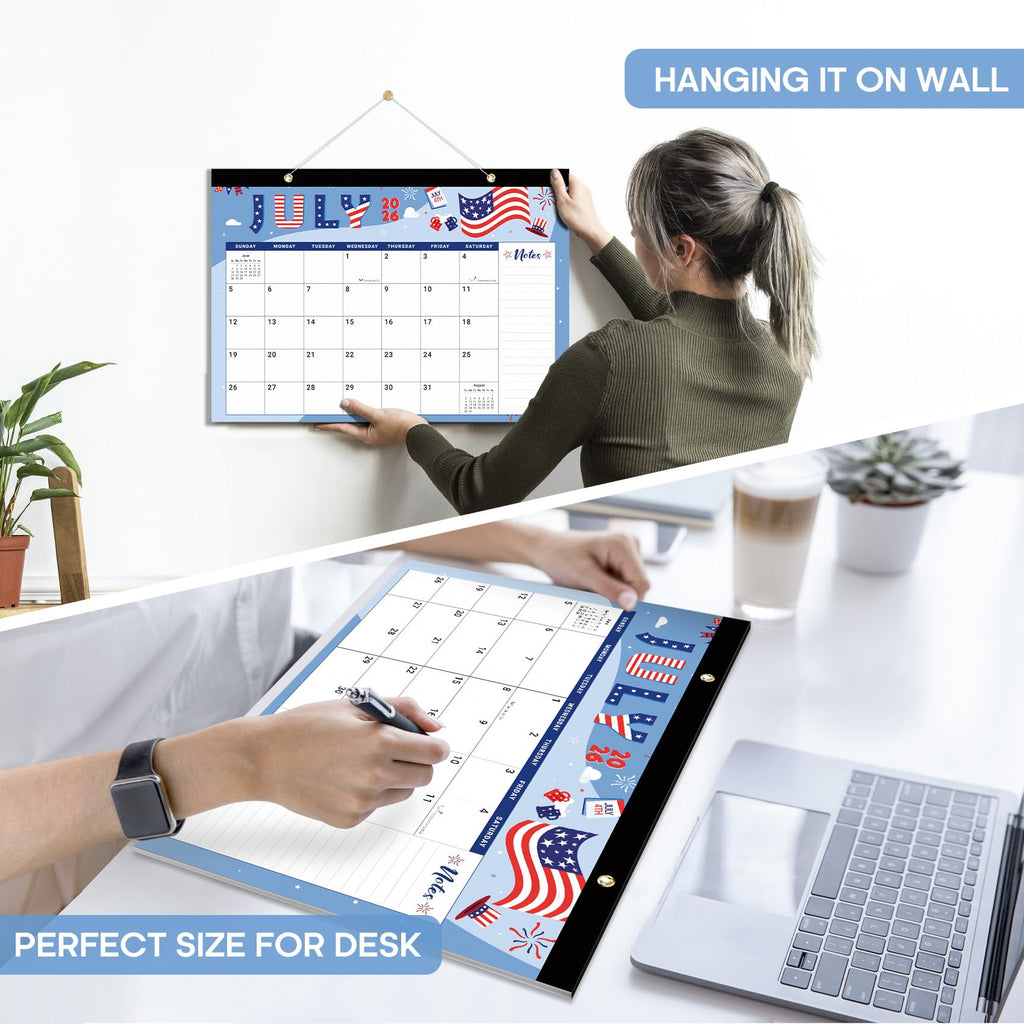 Desk Calendar 2026-2027, 21-Month Calendar Runs Until June 2027, Large 17" x 12" Monthly Desktop & Wall Calendar for Home & Office - Floral