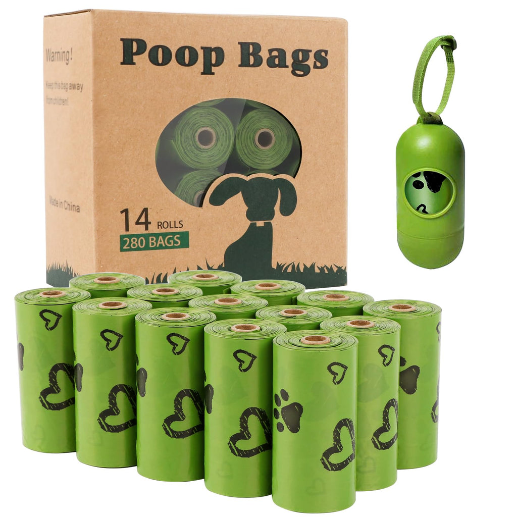 Yingdelai Dog Poop Bags 280 Counts: Extra Thick LeakProof Waste Bag with Dispenser for Doggy (Scented)