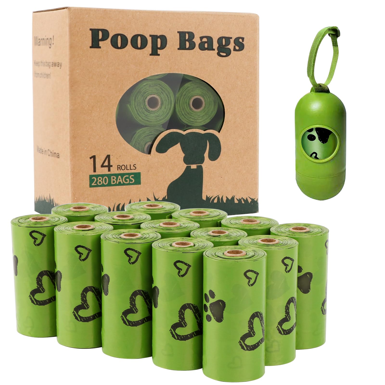 Yingdelai Dog Poop Bags 280 Counts: Extra Thick LeakProof Waste Bag with Dispenser for Doggy (Scented)